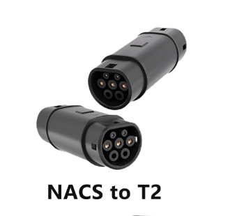 Tesla to Type 2 EV Charging Adapter by EVPLUG – 32A 250V AC connector for Type 2 EVs charging from Tesla Wall Connectors. CE & TUV certified, waterproof IP55.
