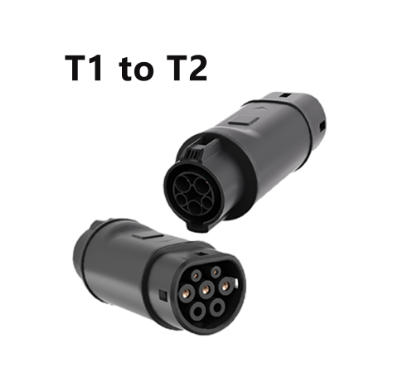 Type 1 to Type 2 EV Charging Adapter by EVPLUG – 32A 250V AC compatible for Type1 (J1772) to Type2 (IEC 62196) EVs, CE certified, waterproof IP54.
